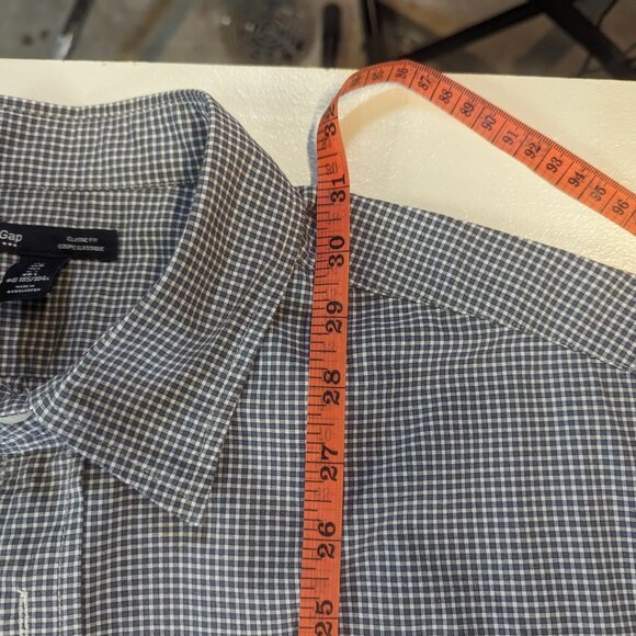 Gap Size Large Poplin Dark Gray/White Checked Button Down Long Sleeves - Picture 12 of 14
